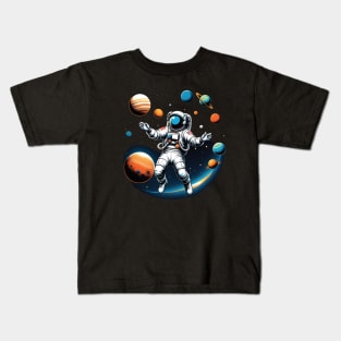 Astronaut floating in space Kids T-Shirt